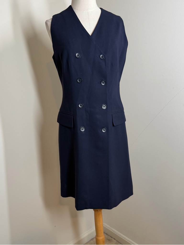 Emanuel Ungaro Midnight Navy -Sz 2- Double Breasted Sleeveless Pencil Dress